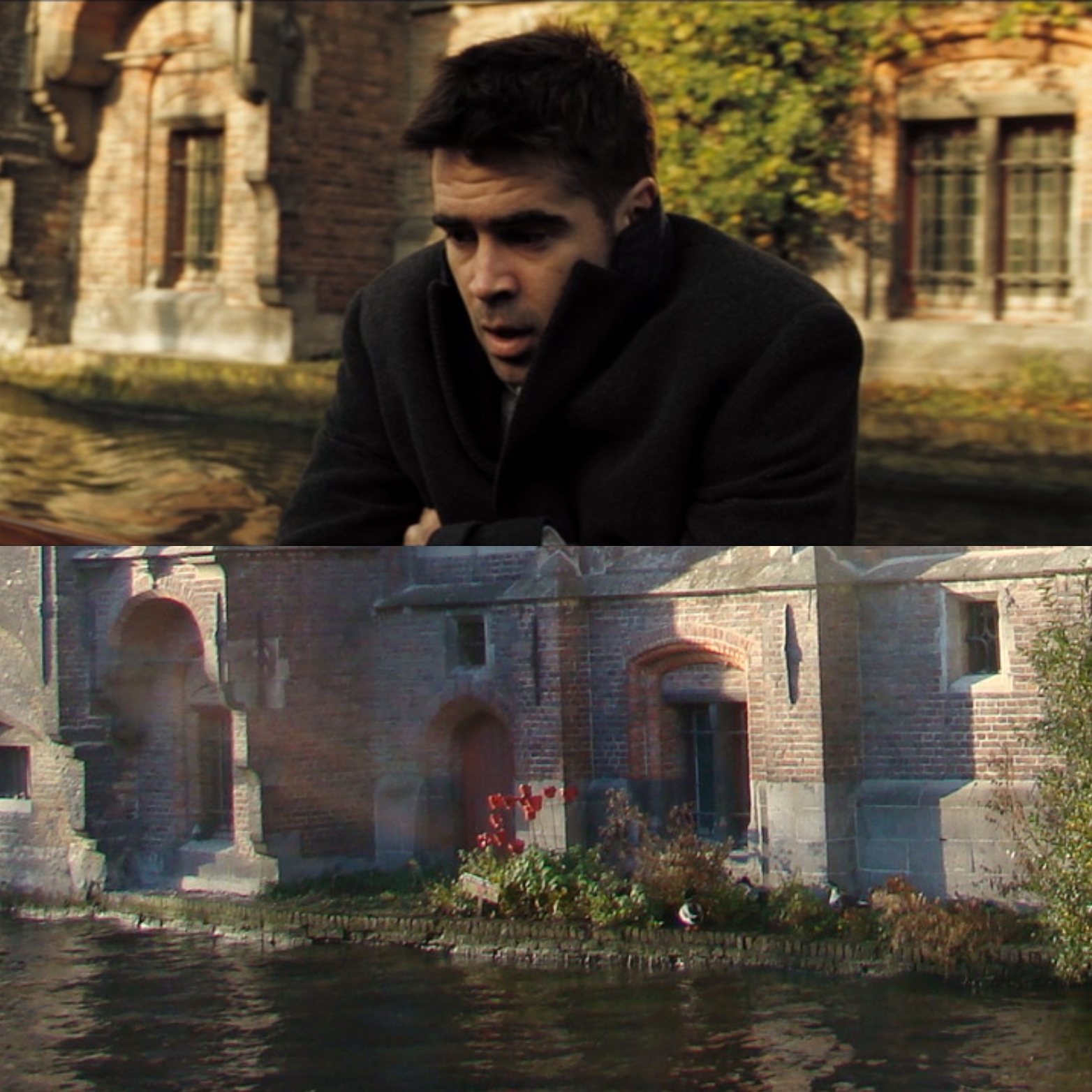 Colin Farrell sur les canaux de Bruges