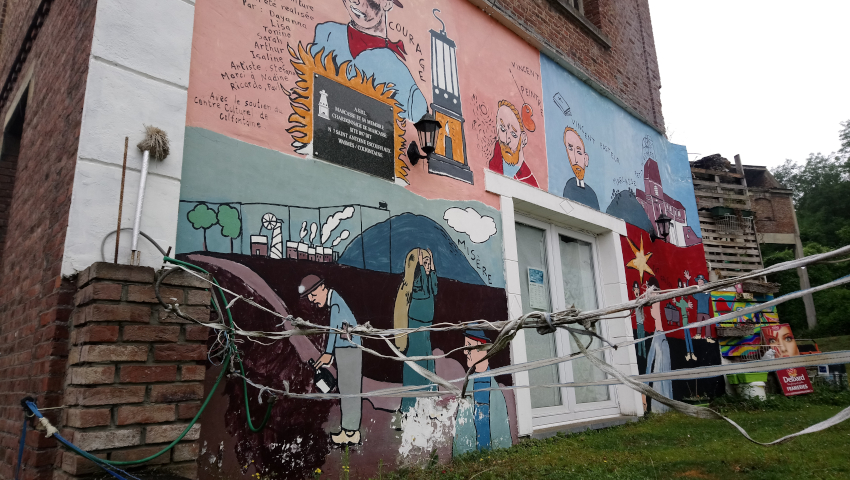 Fresque murale à la mine de Marcasse