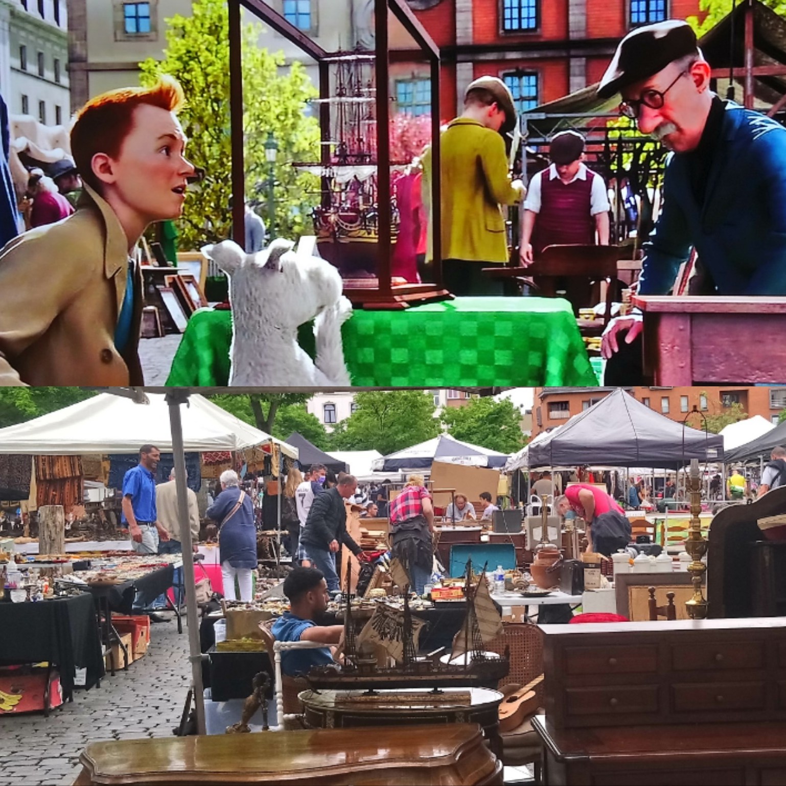 Tintin sur le marché aux puces