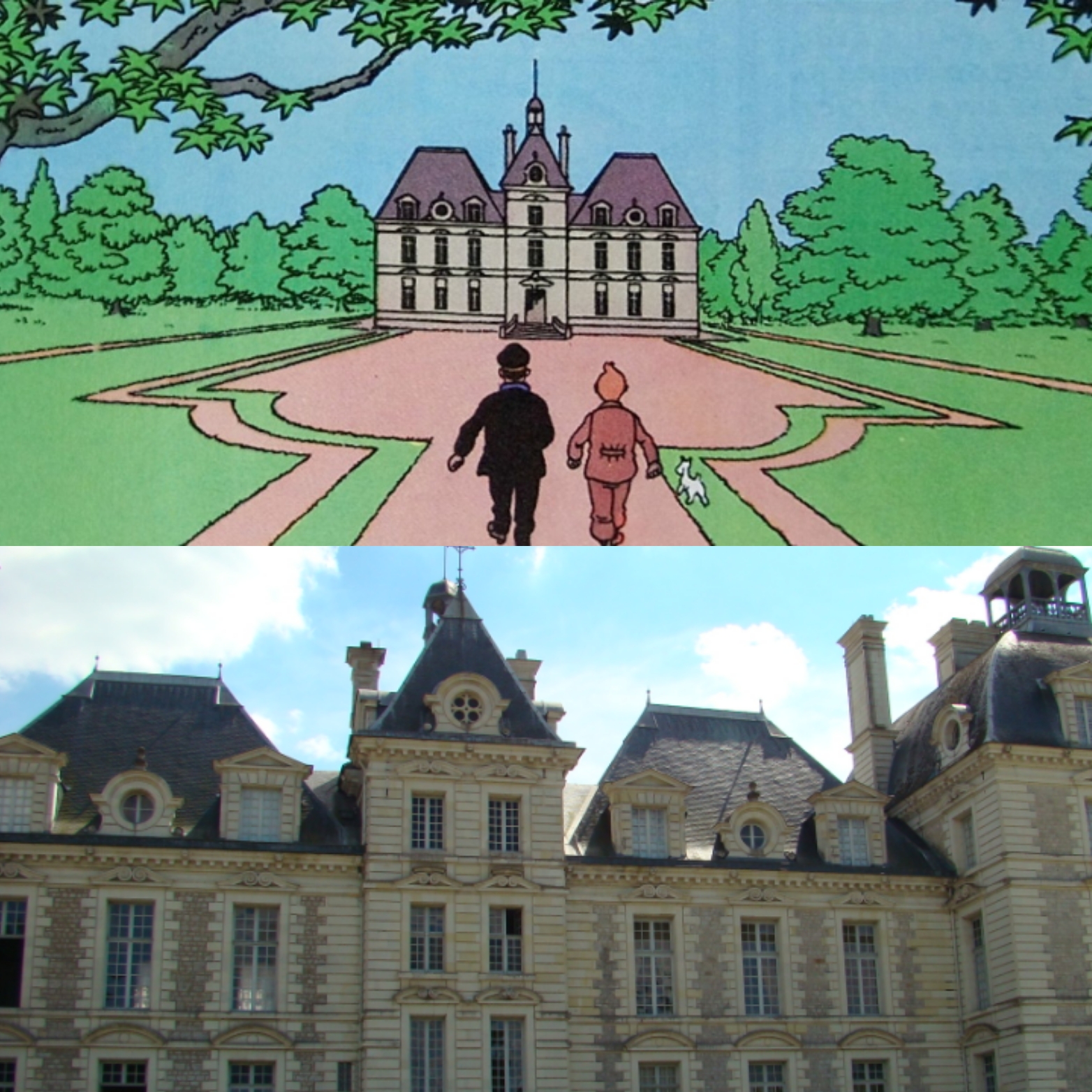 Tintin et Haddock à Moulinsart