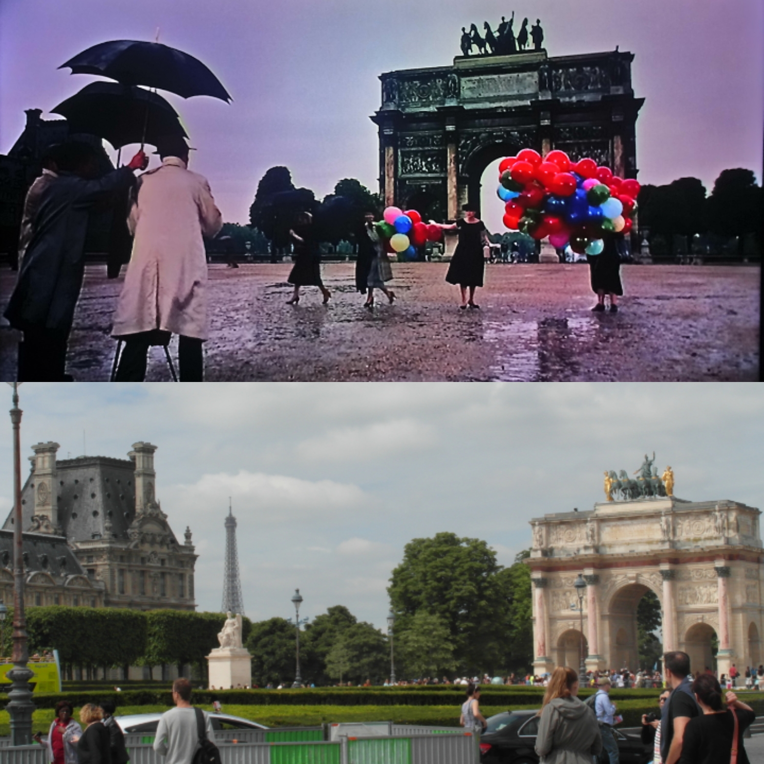 Scène de Drôle de Frimousse au Jardin des Tuileries