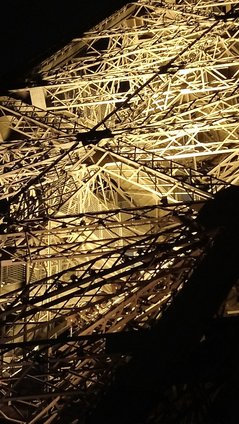 Le maillage et les escaliers d'un pied de la Tour Eiffel