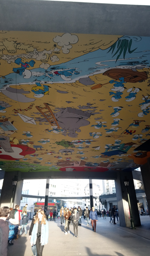 Fresque de plafond Schtroumpf à Bruxelles
