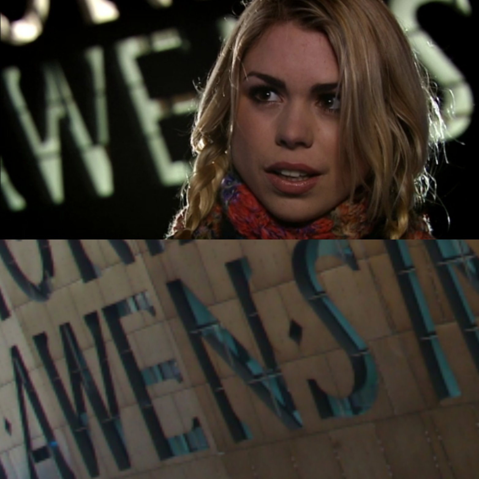Rose Tyler devant le Wales Millennium Centre