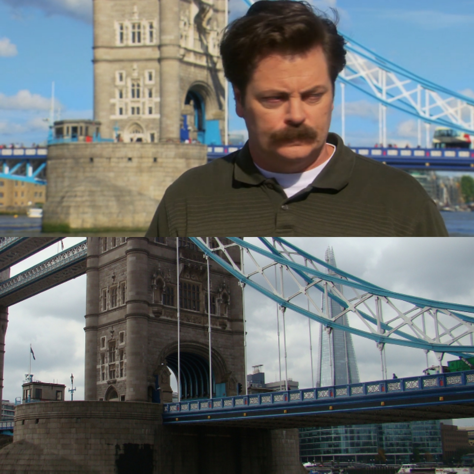 Ron Swanson au Tower Bridge