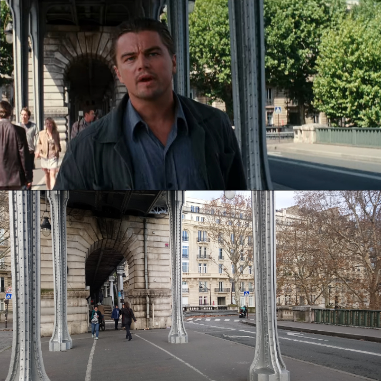 Le DiCaprio dans une scène d'Inception à Paris