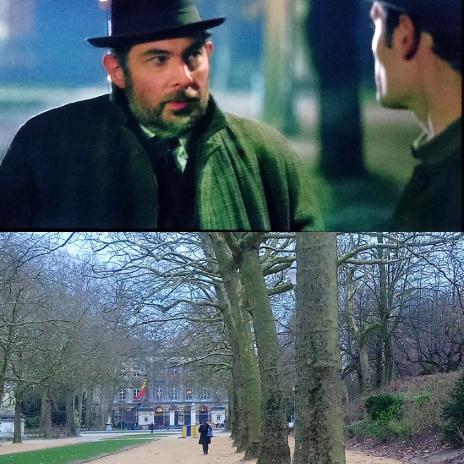 Parc de Bruxelles dans une scène d'une série Arte
