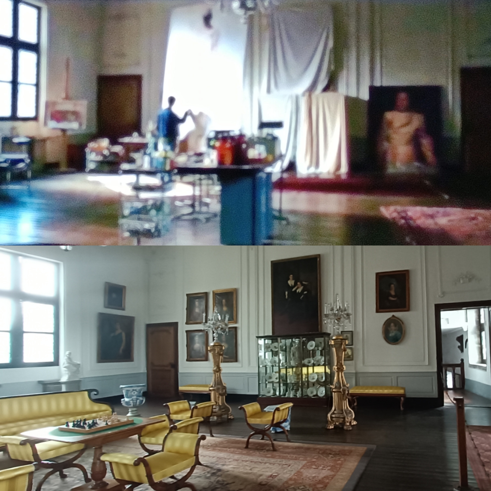 Le grand salon du château d'Écaussinnes au cinéma