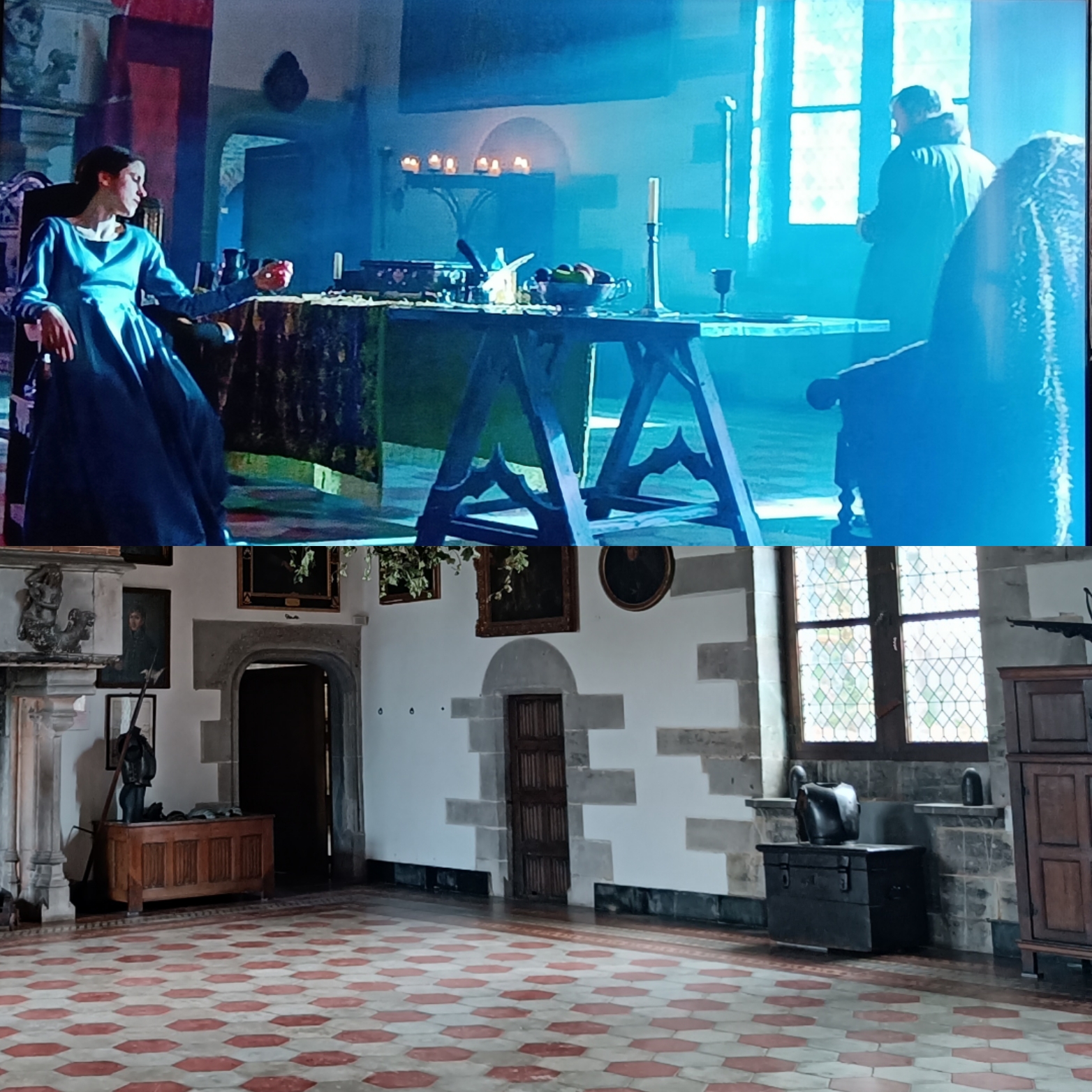 Amanda Hale dans la salle d'armes à Écaussinnes