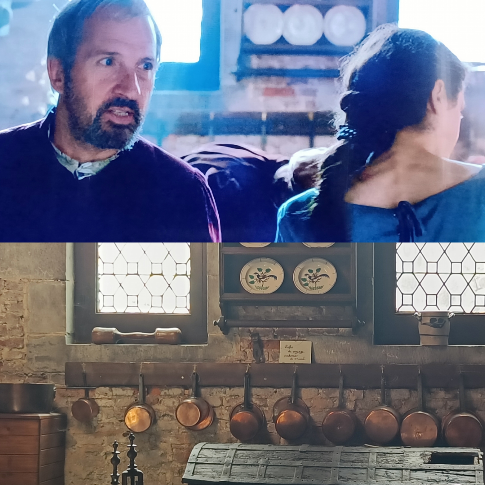 Une scène de The White Queen dans la cuisine du château-fort d'Écaussinnes