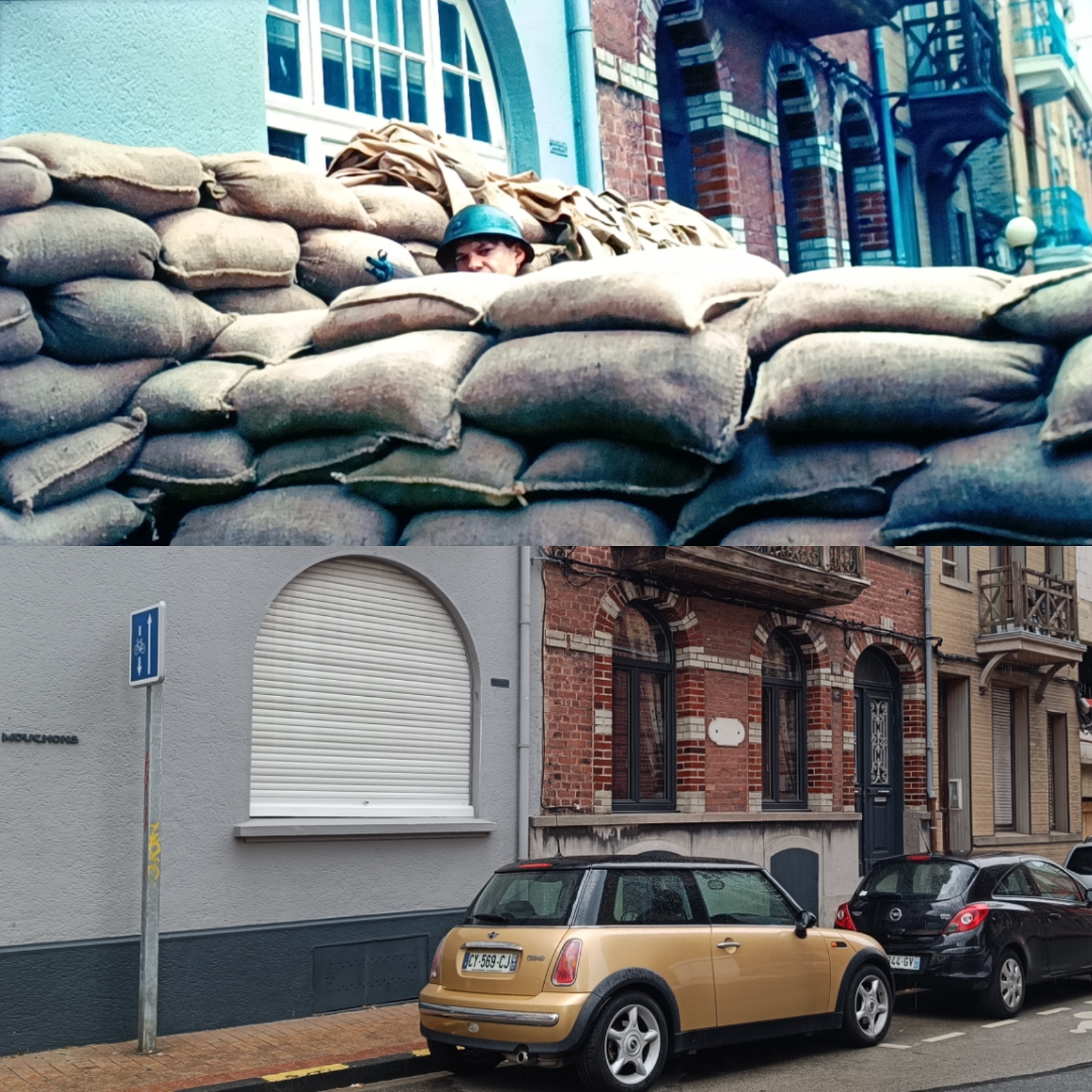 Barricade dans une rue de Dunkerque