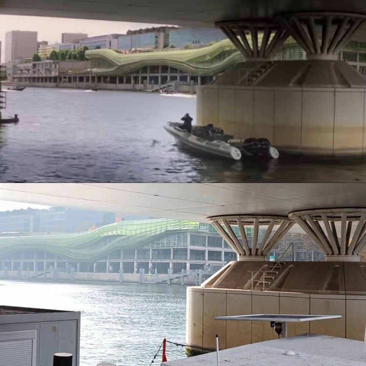 Sous le pont Charles-de-Gaulle sur la Seine