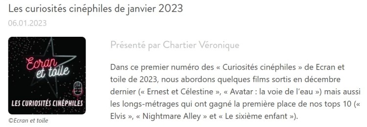 Les curiosités cinéphiles, premier podcast de 2023